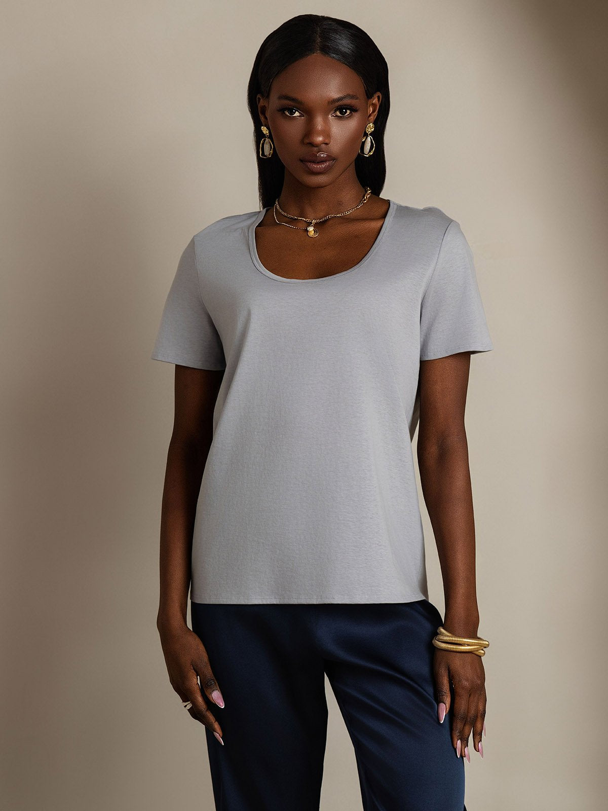 Clearance(US Warehouse) - Silk Blend U-Neck Women's T-Shirt