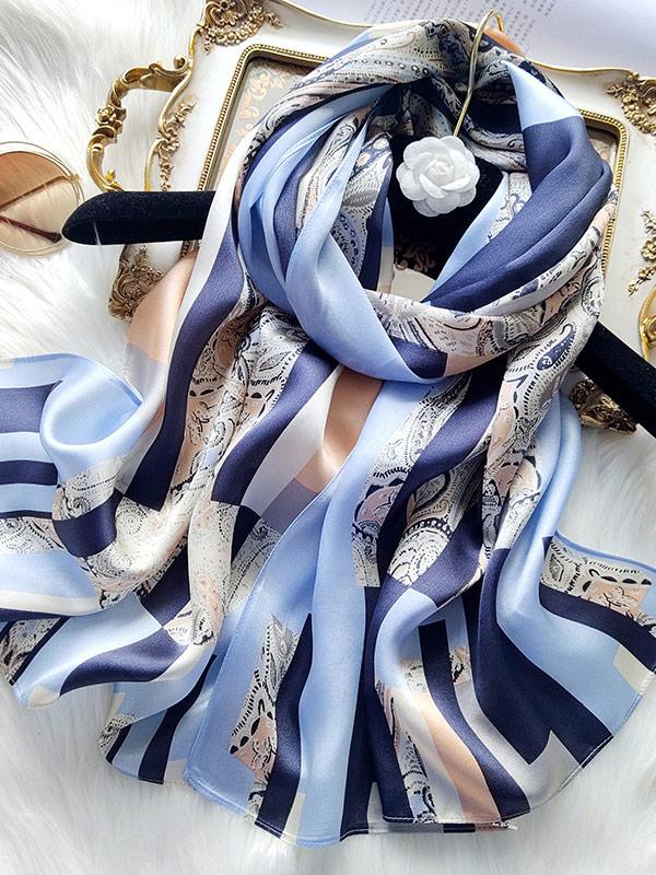 Classic Stripes Long Silk Scarf