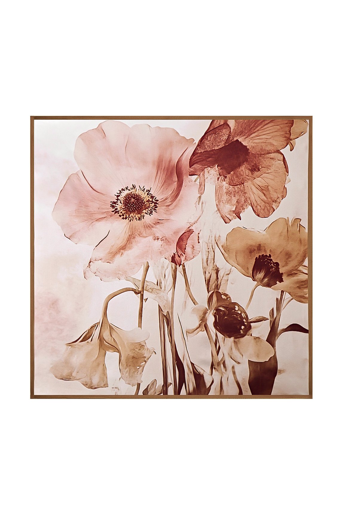 Pure Silk Floral Square Scarf with Gold Trim 53*53 cm