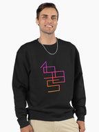 1985 Lines Pullover Sweatshirt Retro Aesthetic Geometric Print Black
